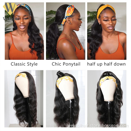 Headband human hair wigs for black women Peruvian straight hair headband wig,kinky straight headband wigs human hair